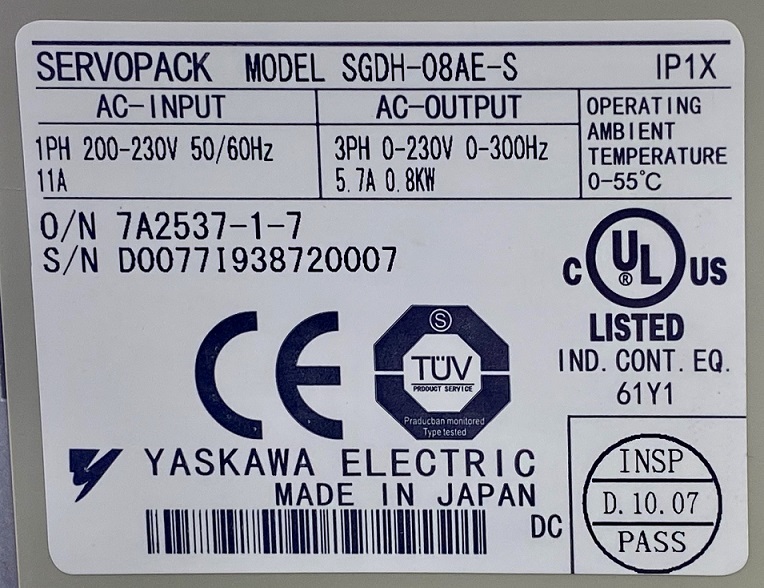 Yaskawa Sgdh08aes Servo Pack Drive