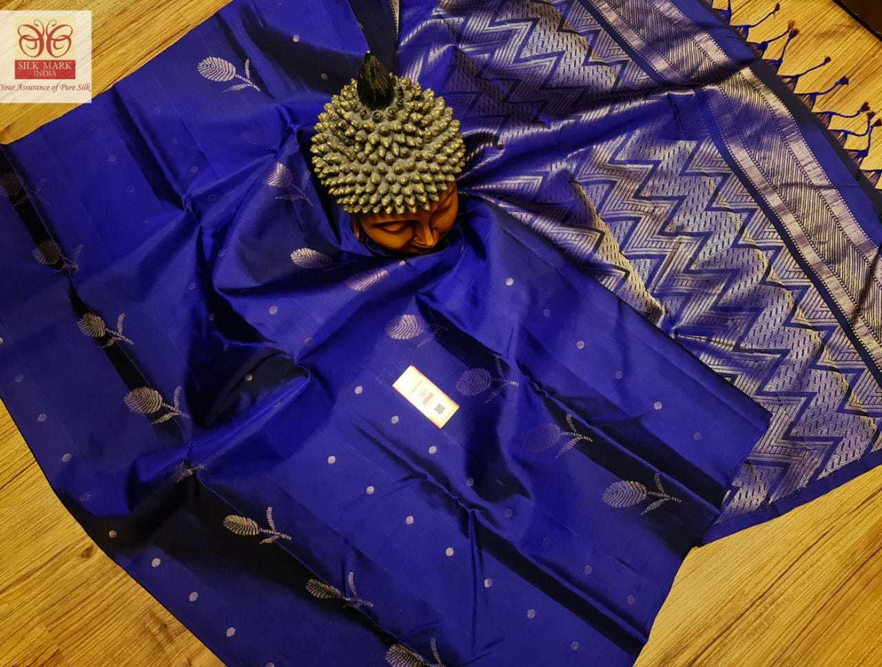 Dark Blue Kanjivaram Pure Handloom Silk Saree
