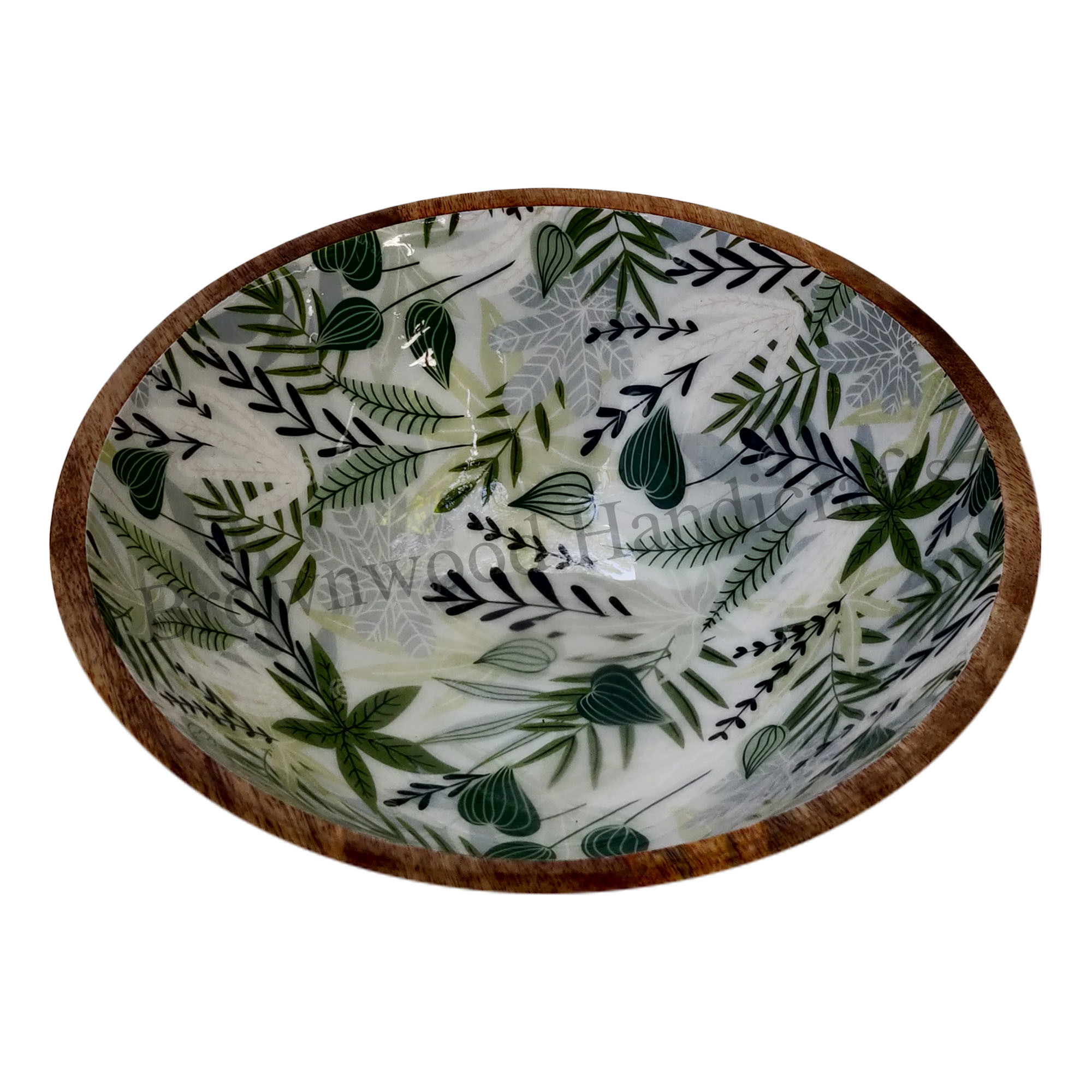 Mango Wood Bowl With Floral Pattern Size: 12 X 12 X 5 Inch