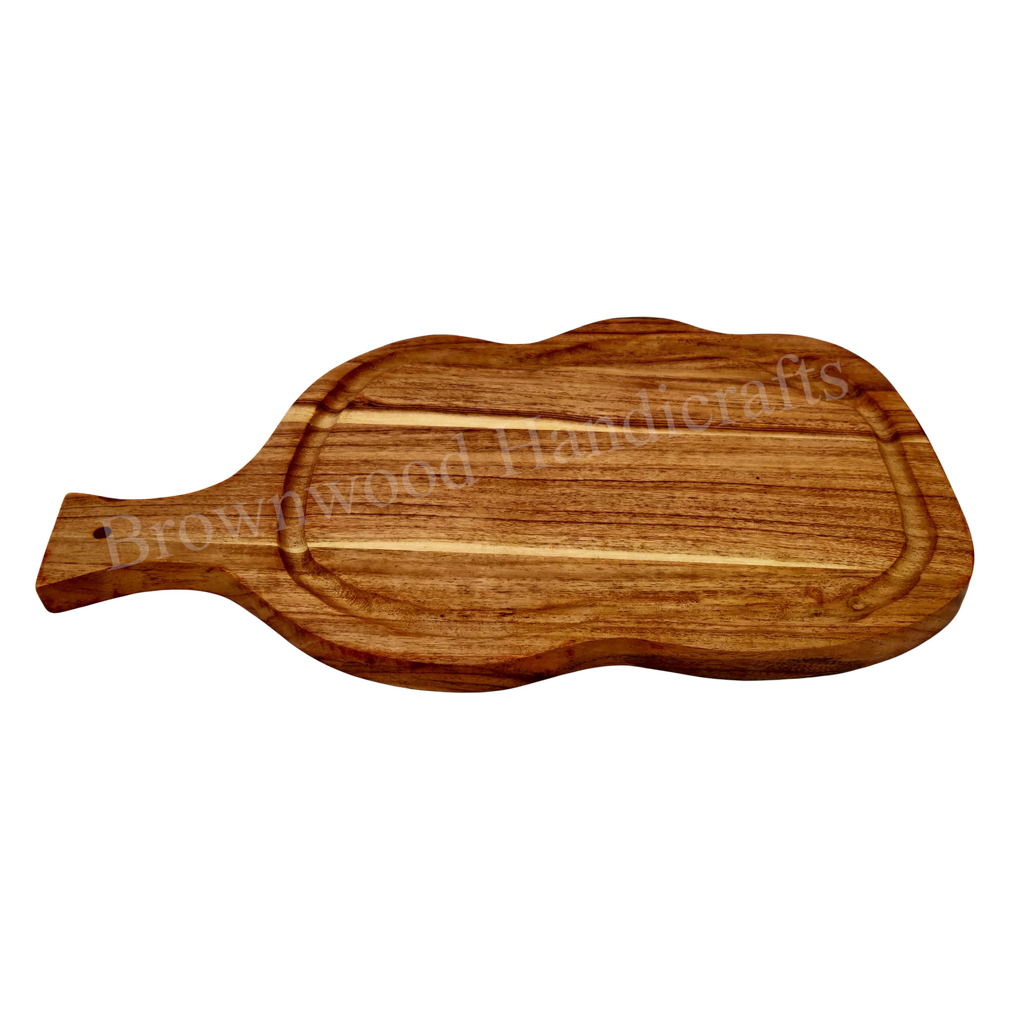 Acacia Wood Chopping Board With Handle Size: 16 X 10 Inch