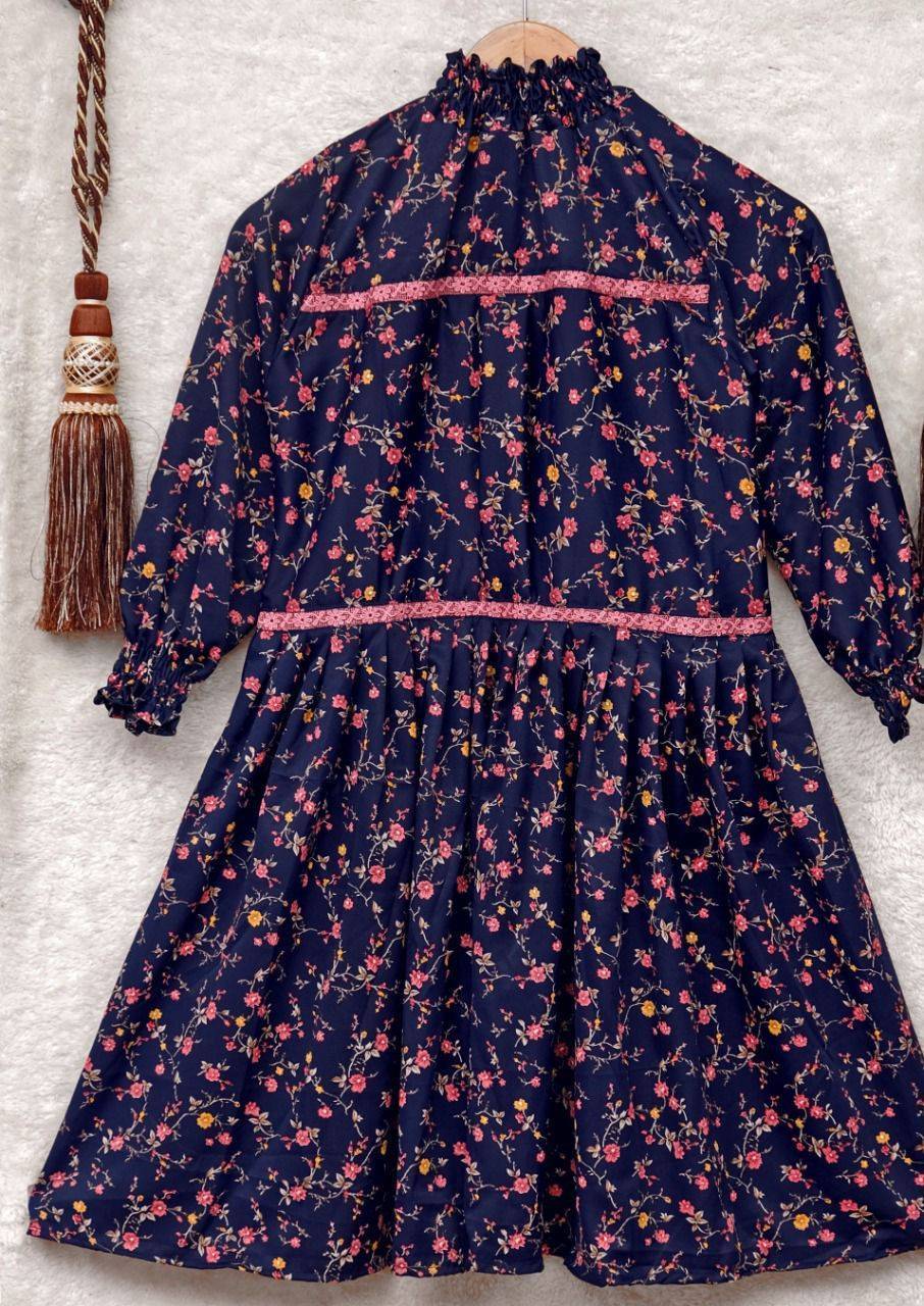 Westo Anarkali Kurti Set - Cotton, Customized Size, Black | Full Sleeves, Printed, Dry Clean, Washable