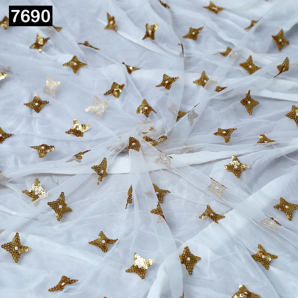 Light In Weight Sequine Embroidery Mediam Butta Work Fabric7690