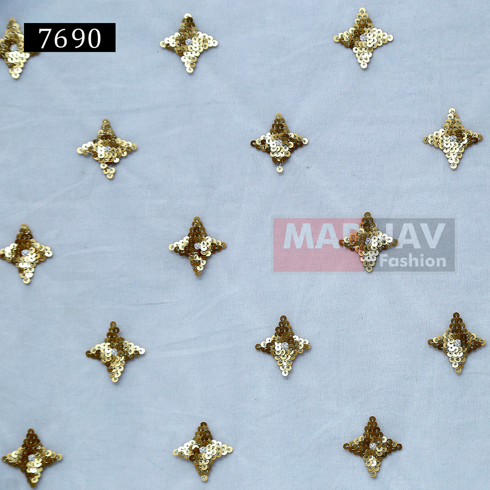 Light In Weight Sequine Embroidery Mediam Butta Work Fabric7690