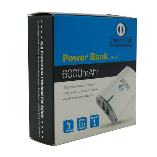 Power Bank Printed Packaging Box - Corrugated Material, Customized Size | Ideal For Industrial Use, Enhances Market Appeal