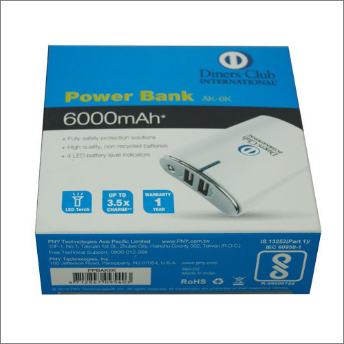 Power Bank Printed Packaging Box - Corrugated Material, Customized Size | Ideal For Industrial Use, Enhances Market Appeal
