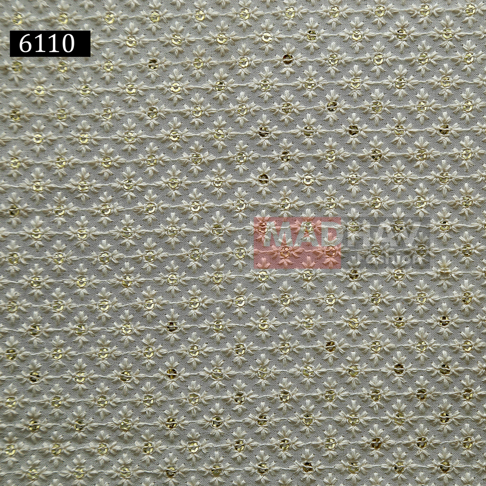 White All Over Sequine Embroidery Fabric 7515
