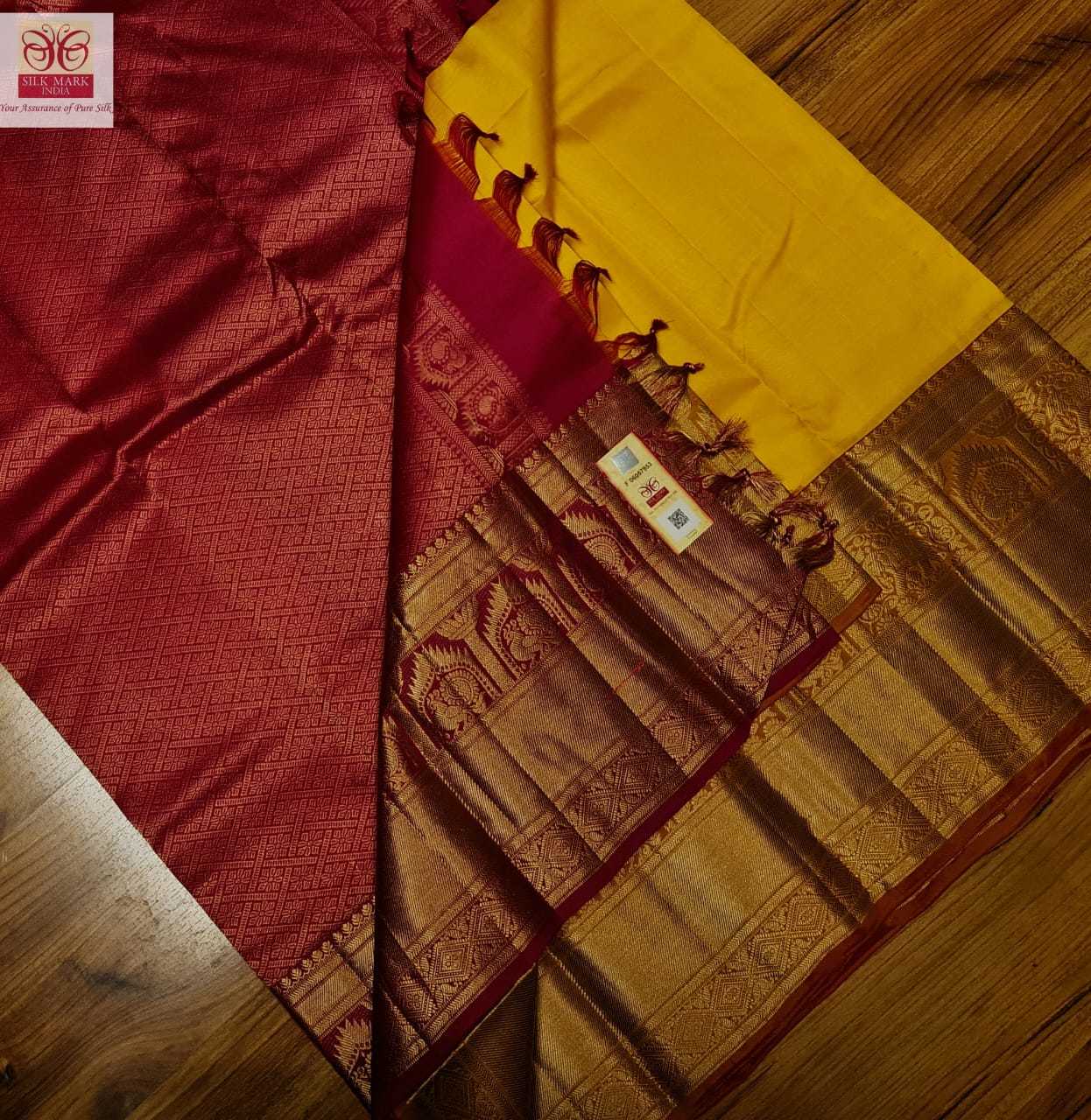 Yellow With Red Pure Kanchipuram Fancy Soft Silk Saree