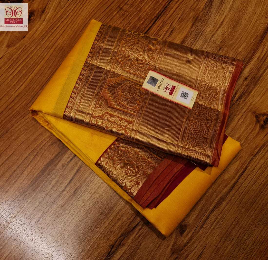 Yellow With Red Pure Kanchipuram Fancy Soft Silk Saree