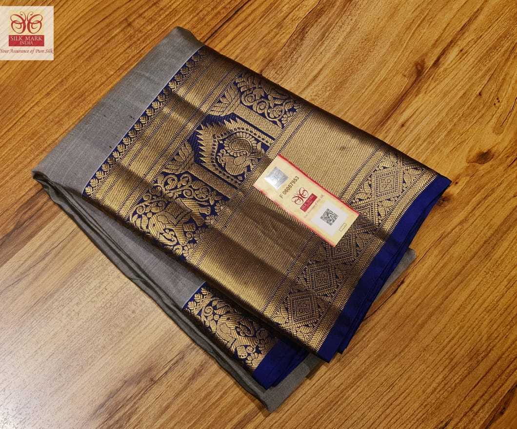 Kanchipuram Silk Saree - 10 Inch Tissue Weaving Border, Light Weight Soft Silk, Silk Mark Certified, Contrast Rich Pallu And Blouse