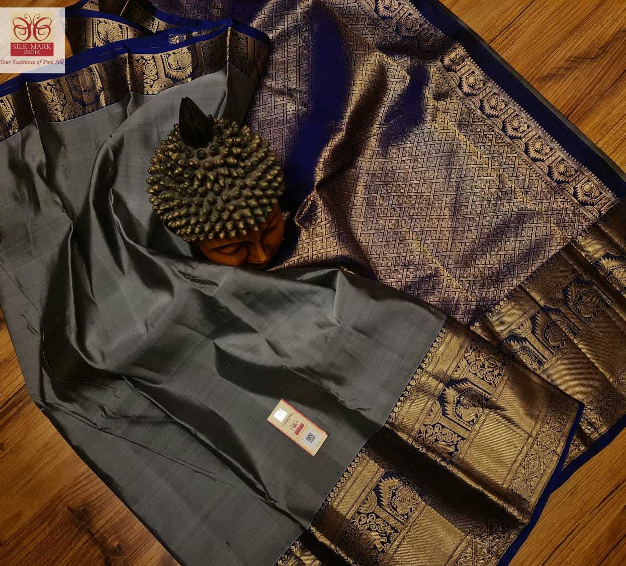 Kanchipuram Silk Saree - 10 Inch Tissue Weaving Border, Light Weight Soft Silk, Silk Mark Certified, Contrast Rich Pallu And Blouse