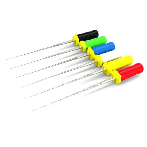 Dental Mani H Files - Stainless Steel, Polished Finish | Semi-Automatic Operation, 6-Piece Set in Plastic Box for Root Canal Treatment