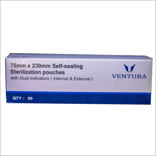 75x230 MM Self Sealing Sterilization Pouches - BLUE | Box of 100 Pieces, With Dual Indicators for Internal and External Monitoring