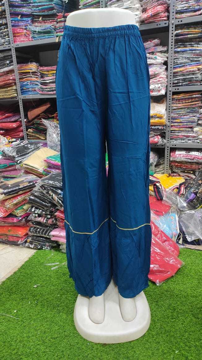 Ladies Palazzos - Rayon Material, Customized Size | Breathable, Washable, All Season Wear, Plain Design With Customized Logo