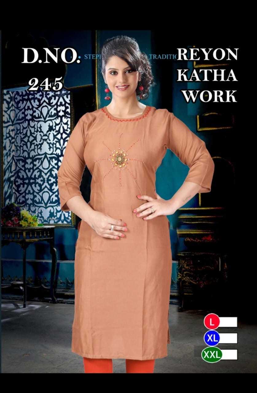 Kurti Of Ladiessss - Rayon Fabric, Customized Size, 3-4th Sleeve Style | Printed Pattern, Breathable & Washable, Traditional Ethnic Wear