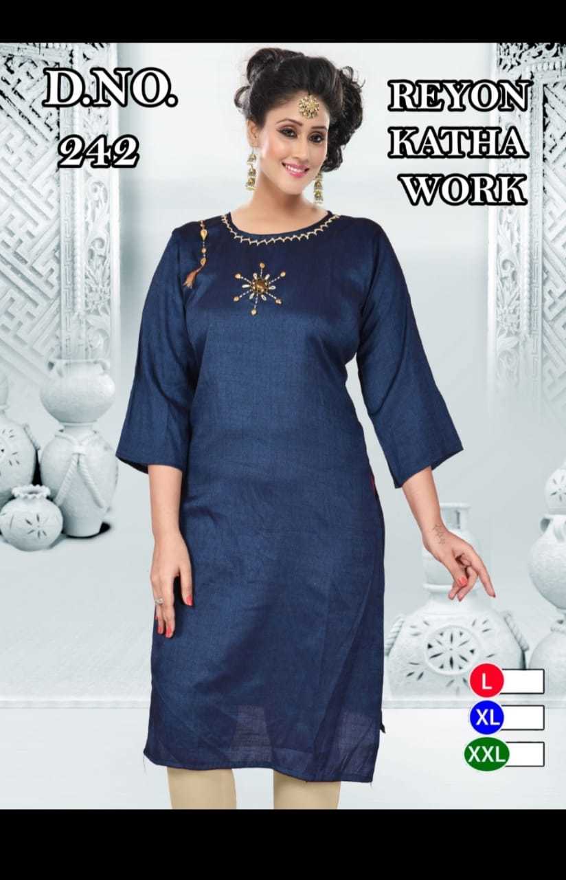 Kurti Of Ladiessss - Rayon Fabric, Customized Size, 3-4th Sleeve Style | Printed Pattern, Breathable & Washable, Traditional Ethnic Wear