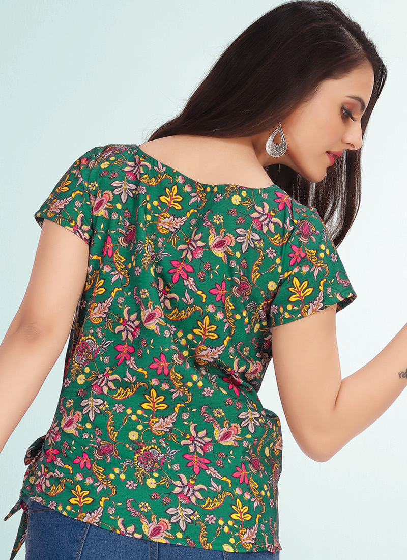 Multi Color Slub Rayon Top - Cotton Fabric, Available In Xs To Xl Sizes, All-season Printed Design