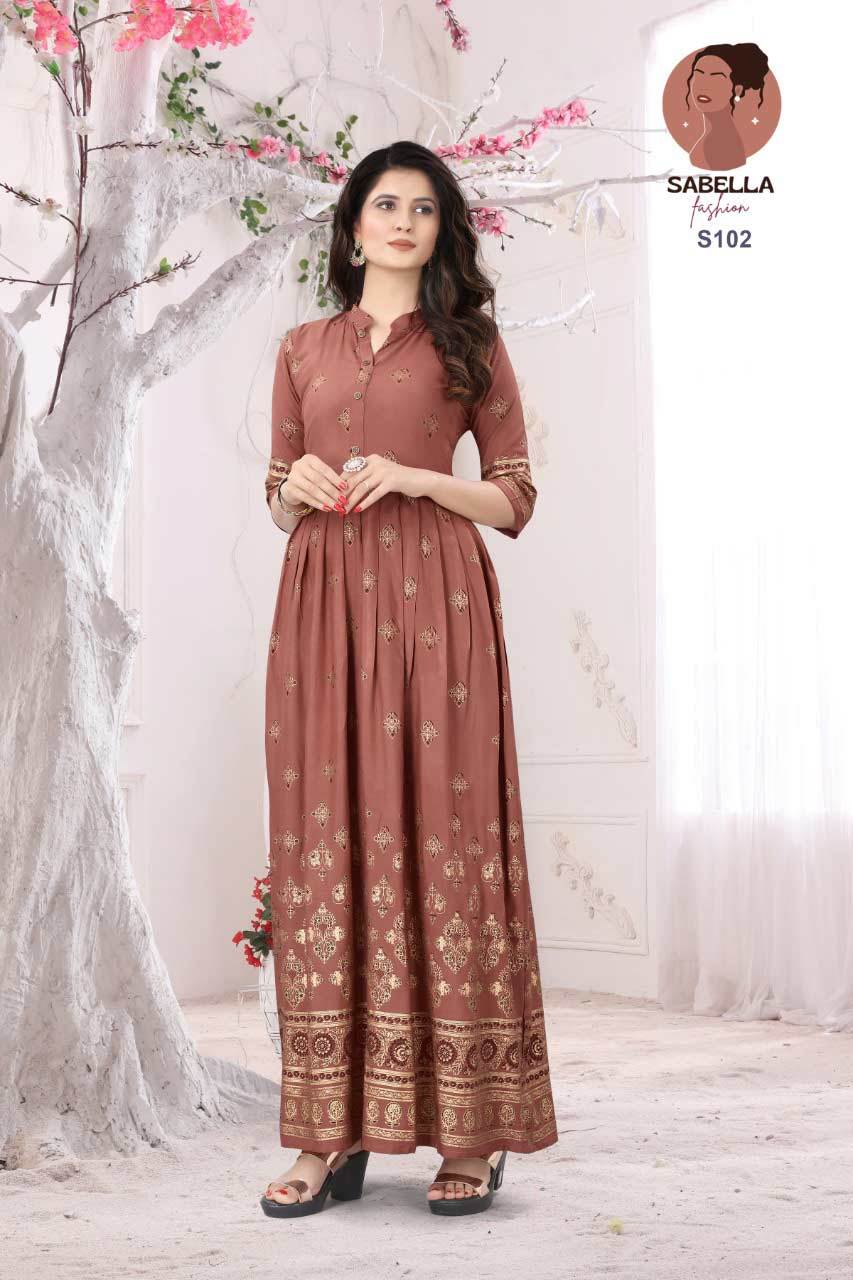 Dry Cleaning Saheri Rayon Designer Gown Catalogue Set