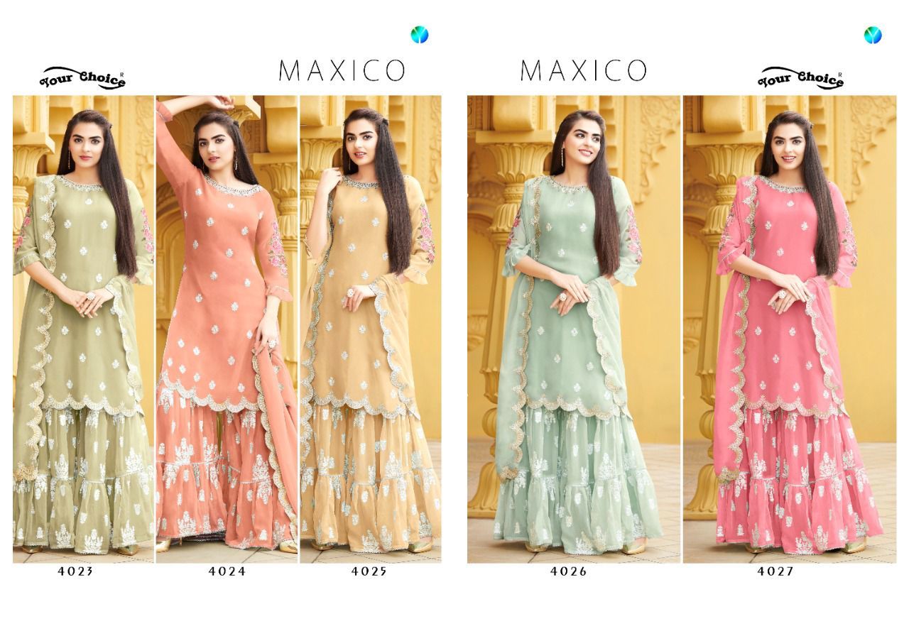 Maxico Georgette Eid Special Suits - Pure Georgette Fabric, Custom Size | Embroidered Design, Breathable, Washable