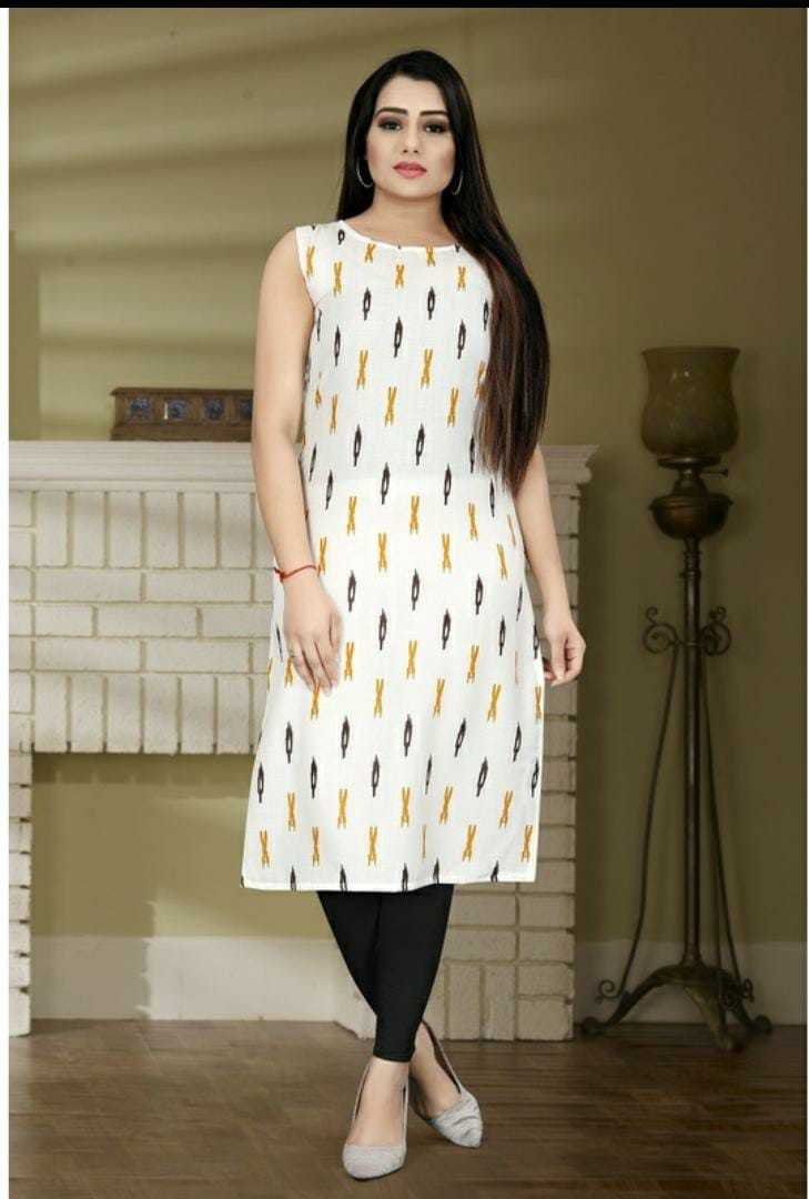 Orinted Kurti - Cotton Work, Length: 40"+, Sizes: L, Xl, Xxl | Washable, Printed Pattern, Simple Style For Daily Wear, Festive Celebrations