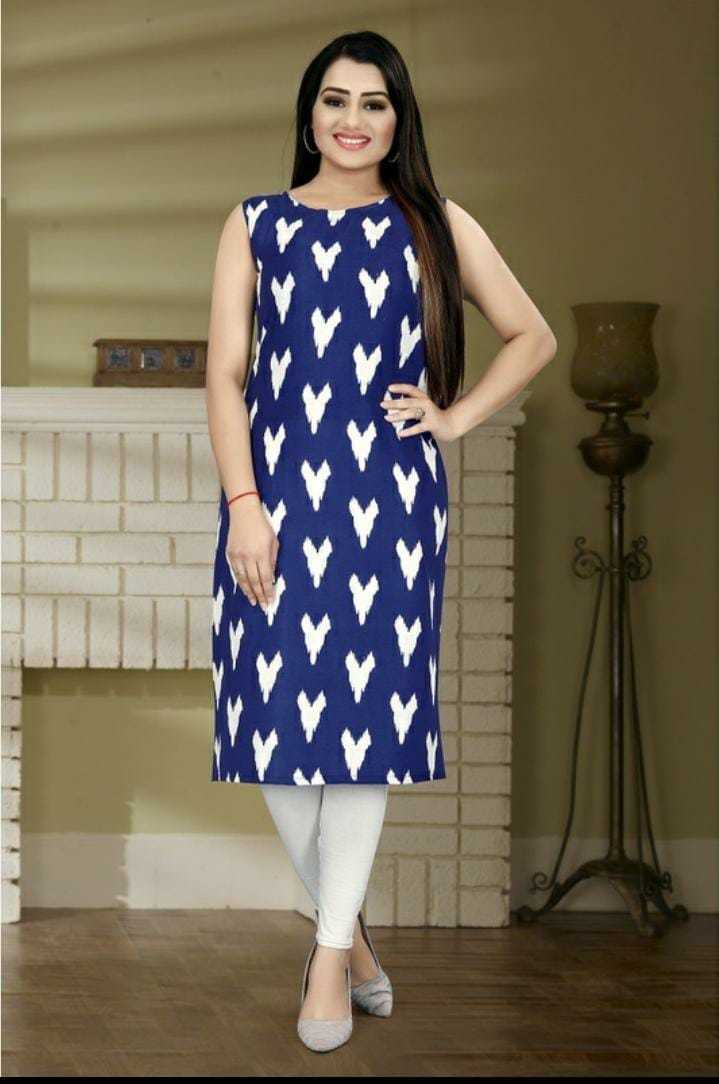 Orinted Kurti - Cotton Work, Length: 40"+, Sizes: L, Xl, Xxl | Washable, Printed Pattern, Simple Style For Daily Wear, Festive Celebrations