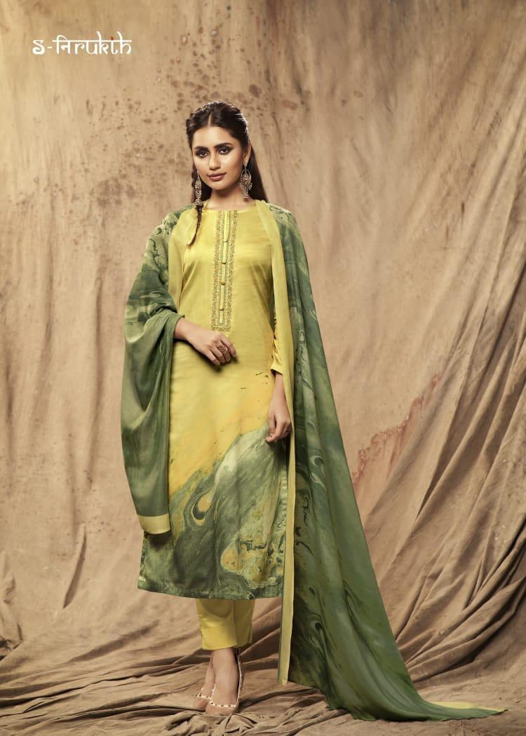 Itrana Jam Satin Salwar Suits Set - Cotton Satin Fabric, Grey And Red Color | Full Sleeves, Breathable, Washable, Printed Pattern