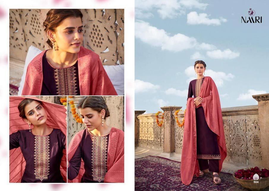 Itrana Jam Satin Salwar Suits Set - Cotton Satin Fabric, Grey And Red Color | Full Sleeves, Breathable, Washable, Printed Pattern