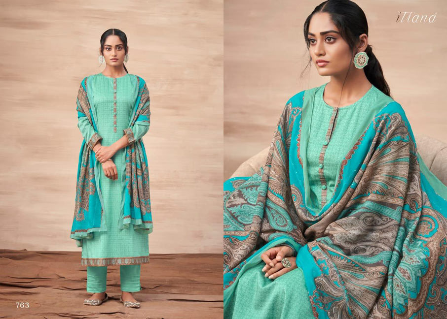 Itrana Jam Satin Salwar Suits Set - Cotton Satin Fabric, Grey And Red Color | Full Sleeves, Breathable, Washable, Printed Pattern