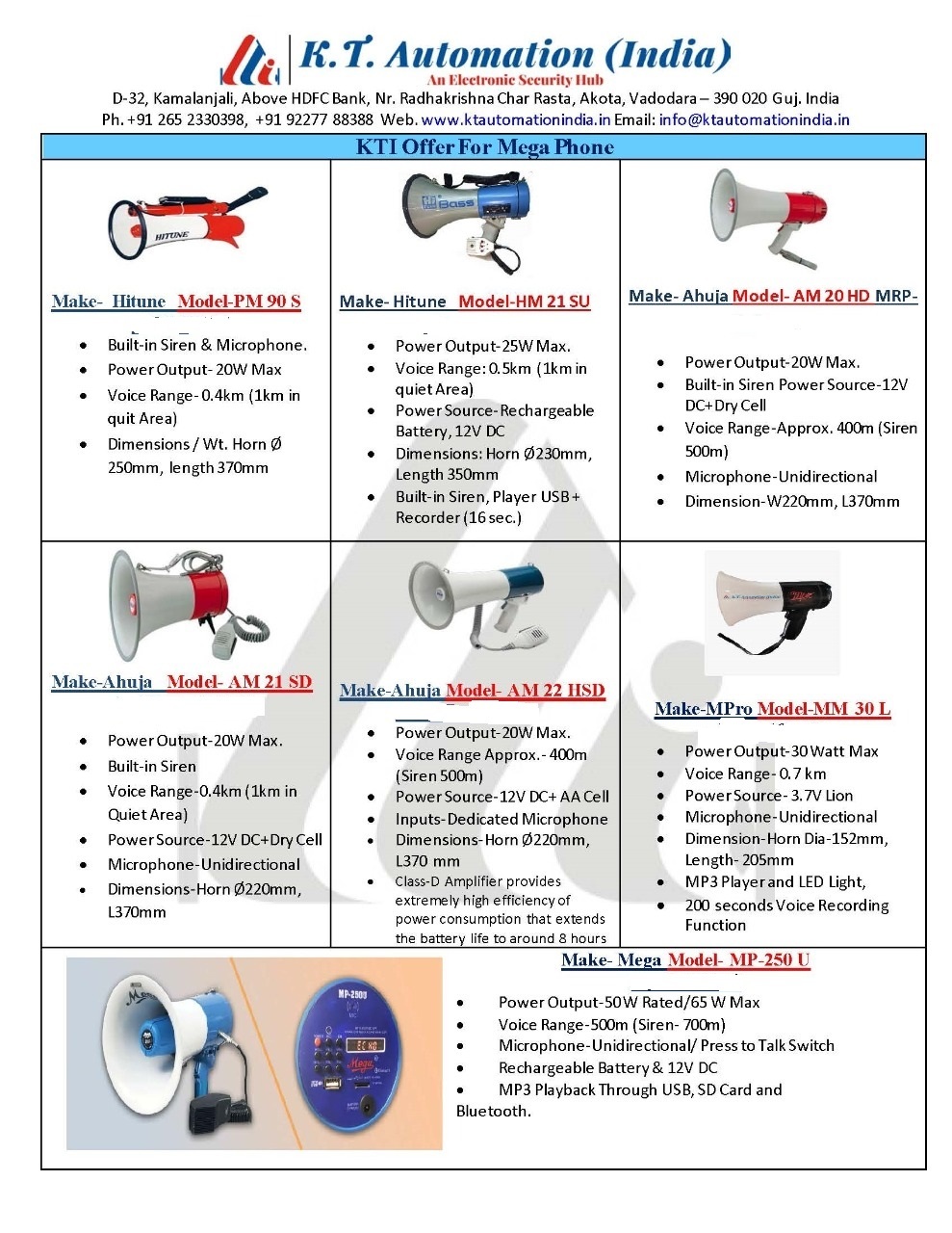 Megaphone Mp 99 Usb Warranty: 1 Year