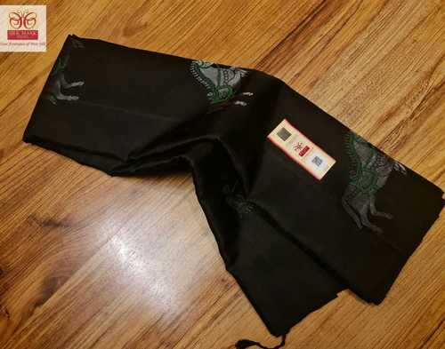 बॉटल ग्रीन प्योर कांजीवरम हैंडवॉवन साड़ी