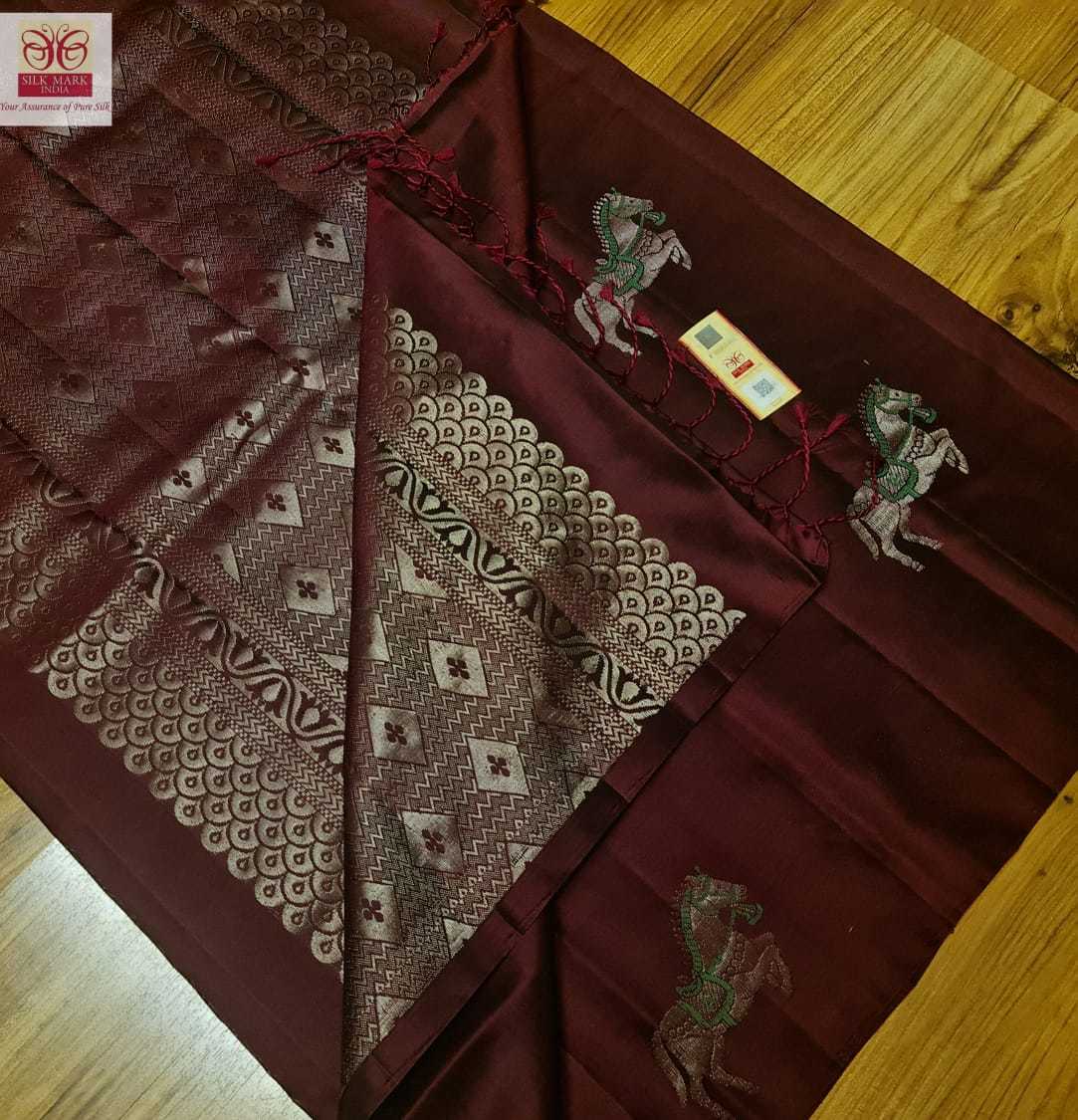 Marron Handwoven Kanjivaram Silk Saree