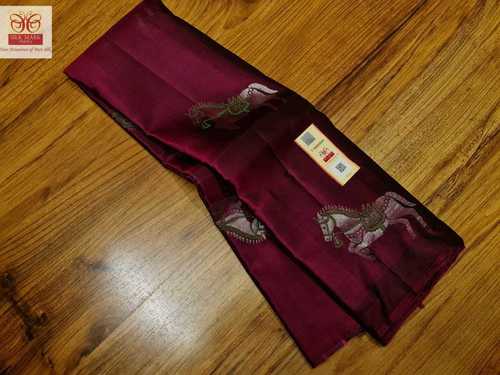 मैरॉन प्योर कांजीवरम सॉफ्ट सिल्क हैंडवॉवन सिल्क