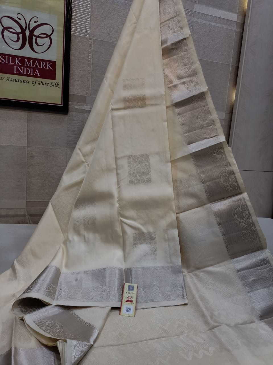 Sandle Silver Jarie Pure Kanjivaram Soft Silk