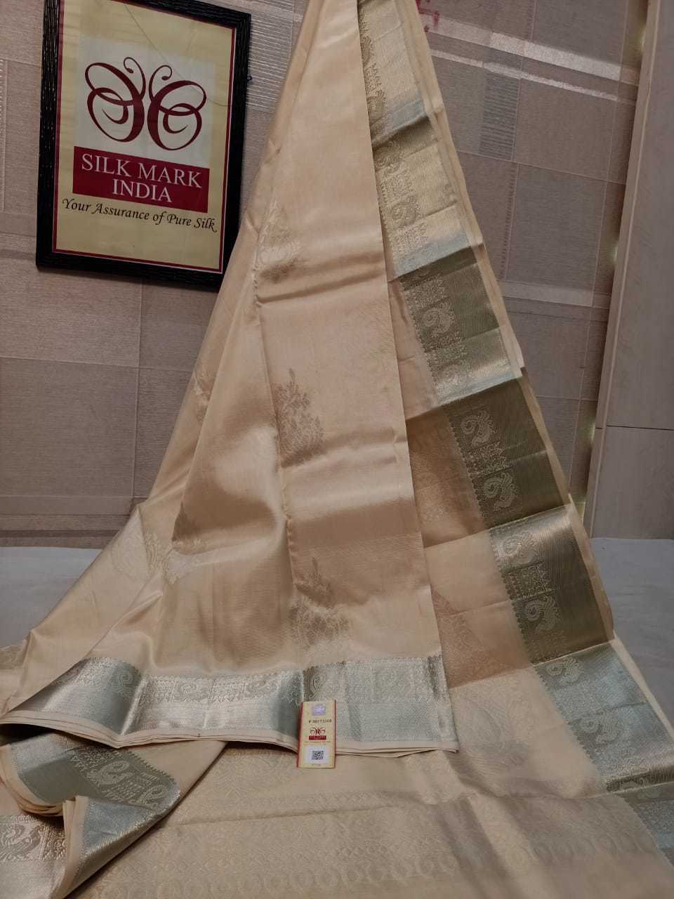 Sandel Silk Saree Silver Jarie Pasted Colour