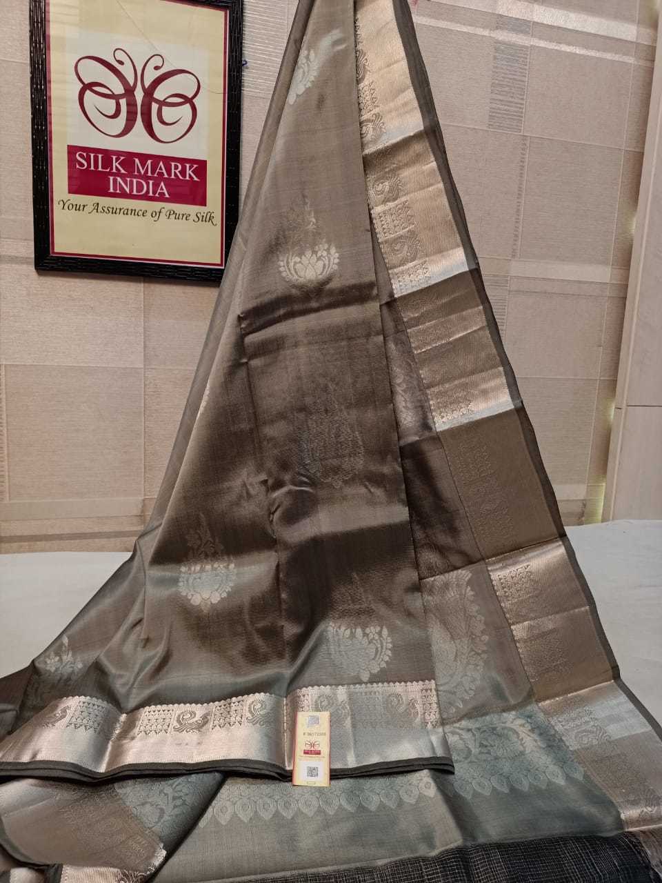 Sandel Silk Saree Silver Jarie Pasted Colour