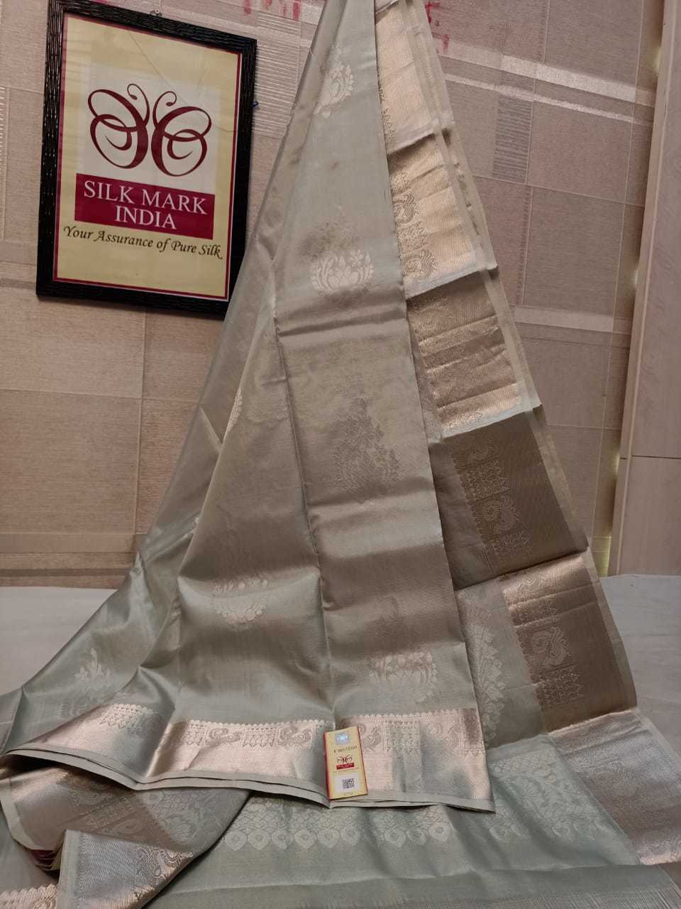 Sandel Silk Saree Silver Jarie Pasted Colour