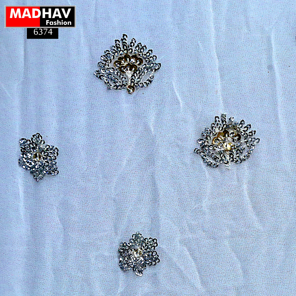 White All Over Sequine Embroidery Fabric 7515