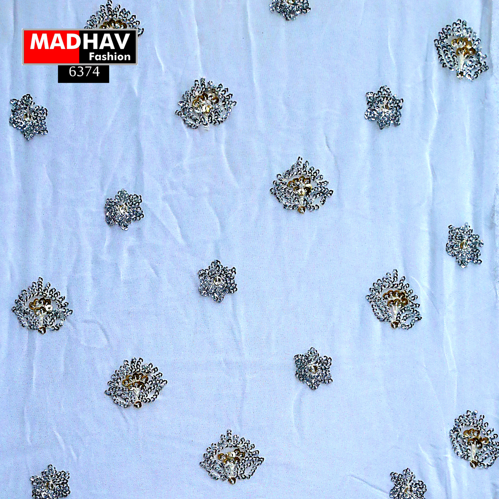 White All Over Sequine Embroidery Fabric 7515