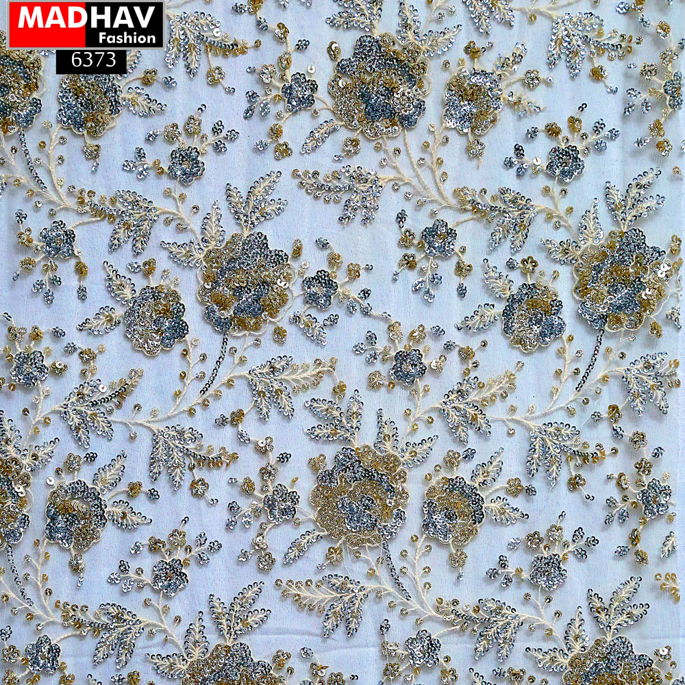 White All Over Sequine Embroidery Fabric 7515