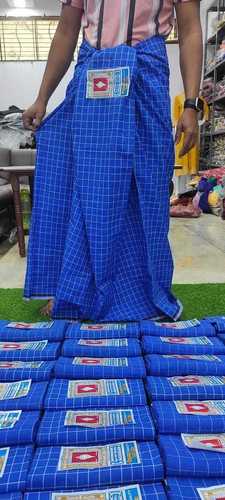 Mens Lungi - Cotton Checked Blue Chex, Size 2.10 Meters | Breathable, Washable, Big Size Special