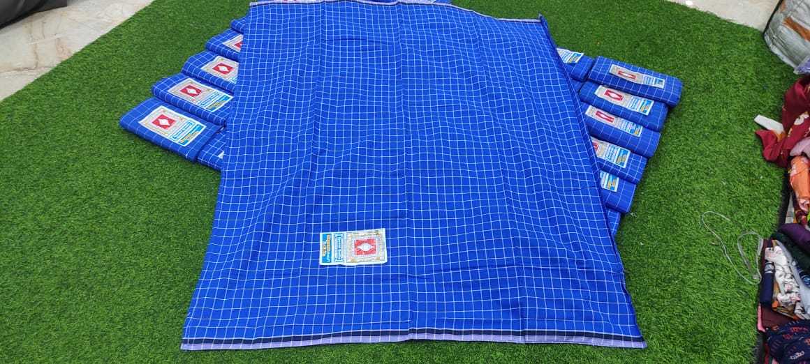 Mens Lungi - Cotton Checked Blue Chex, Size 2.10 Meters | Breathable, Washable, Big Size Special