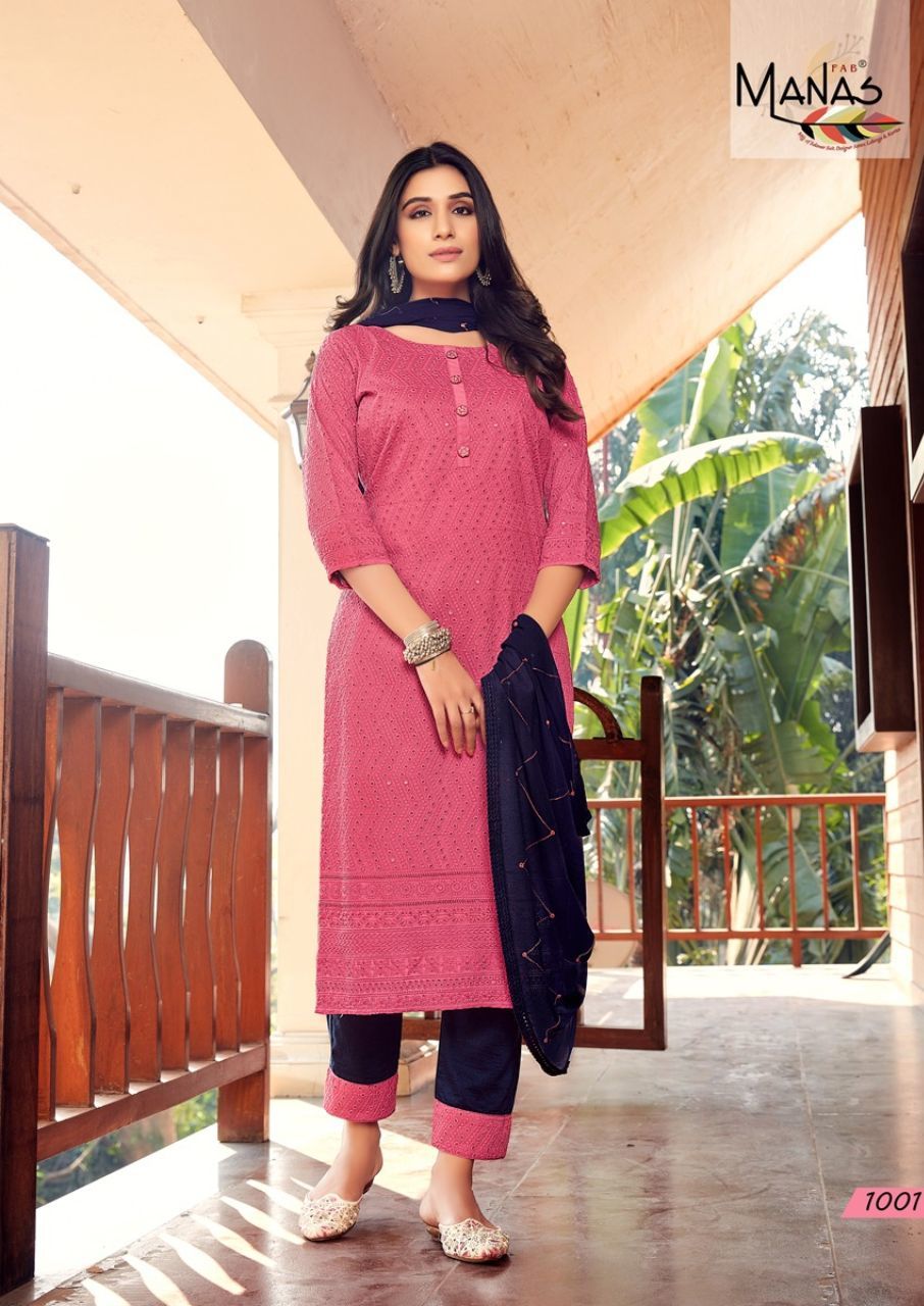 Bombay Schffli Heavy Chinon Festival Kurti Catalogue Set
