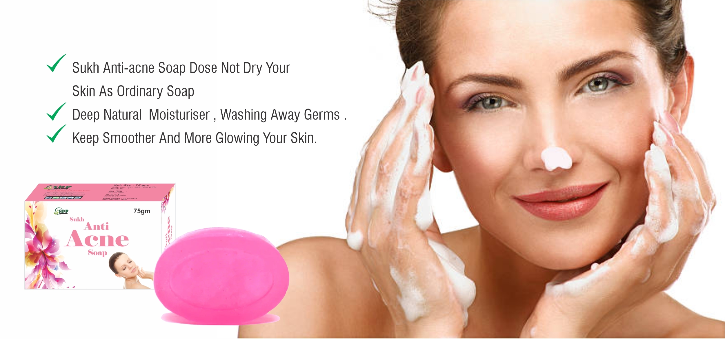 Sukh Anti Acne Soap - Color: Pink