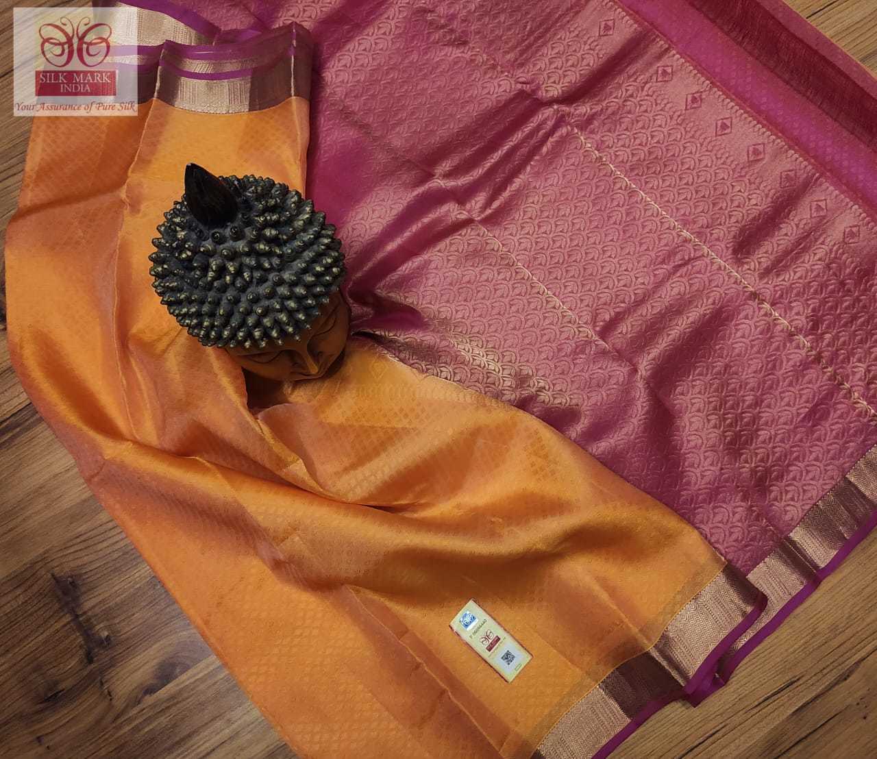 Orange Silk Saree Kanjivaram Saree