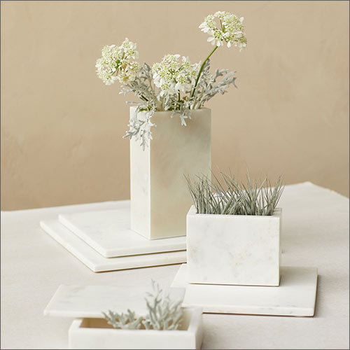 Marble Indoor Planter - Natural Marble Build | Elegant Design for Indoor Gardening