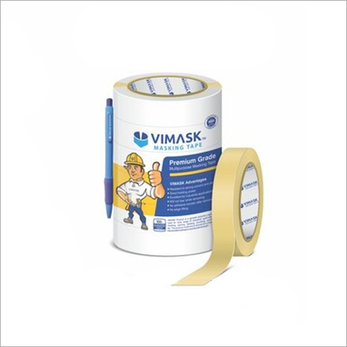 Vimask Masking Tape - Crepe Paper, 20 Mtr Length, 24 Mm Width, White Color | Includes 1 Ball Pen & Cutter, Easy-to-tear Design