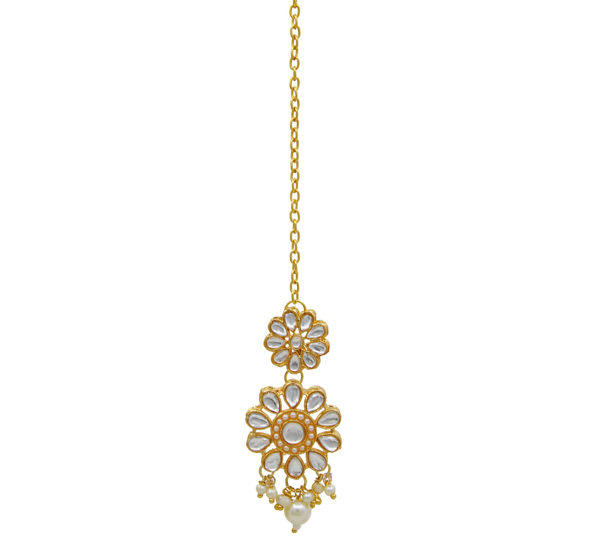 Traditional Gold Plated White Necklace Set For Women