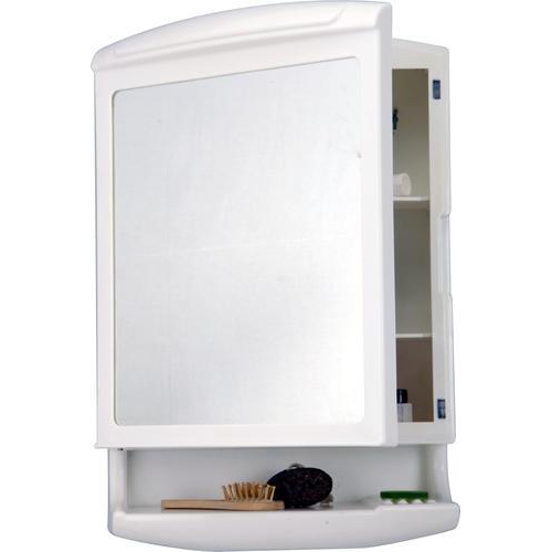 Ciplaplast Bathroom Mirror Cabinet - Plastic, 60x40x16 Cm, White - Customised Size, Decorative Wall Mounted Design