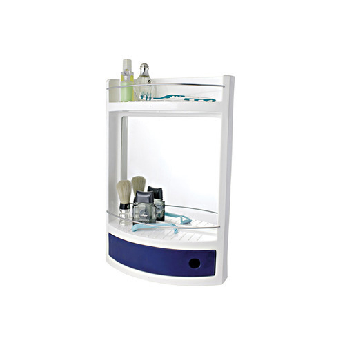 Bathroom Double Shelf Mirror Cabinet - Plastic, 20"x13.25"x25", White & Ivory | Wall Mounted, Easy Maintenance, 2 Shelves