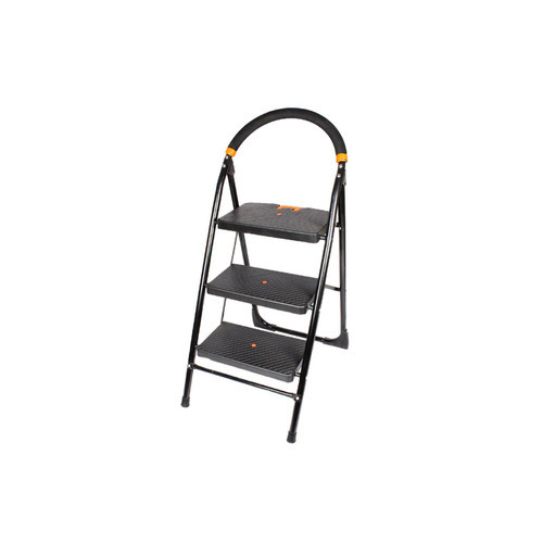 3 Step Folding Ladder - Aluminium, 101.6 x 43.18 x 63.5 cm, Matte Black | Sturdy, Stylish, Rust-Resistant Design for Industrial Use