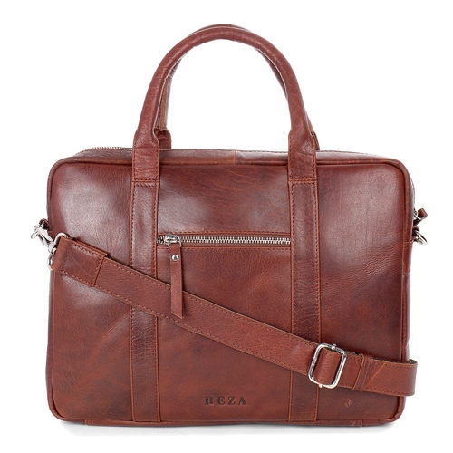 Leather Bags - 15x11x4 Inches, Brown Genuine Leather | Zipper Closure, Multiple Compartments for Business & Casual Carry
